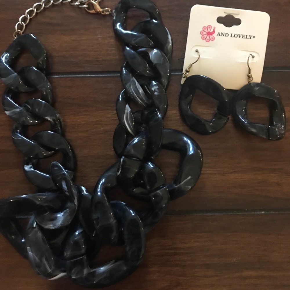 New And Lovely Black necklace and earrings